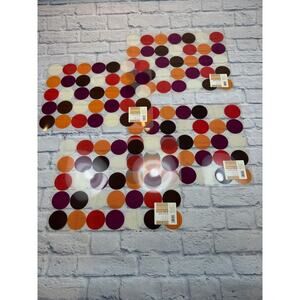 SET OF 4 Target Vinyl Placemats Contemporary Polka Dot 14x19” Red Brown Orange